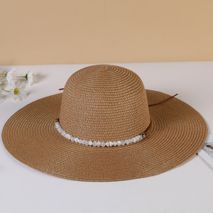 ALLCh <strong>Straw</strong> Beach Cowboy <strong>Hats</strong> Outdoor Travel Casual Beach-Brimmed Dome Wide Fur <strong>Hat</strong> with Hand Embroidery Trapper <strong>Hat</strong> Style - Product Image 2