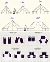 Yurt de luxe pour 4 à 8 personnes, 16 pieds, en toile robuste, à double porte, avec cheminée pour le glamping hôtelier