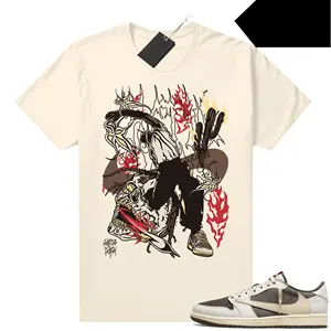 Travis Scott 1S Low Reverse Mocha Camisas Sneaker Match Sail SWZY Cactus Jack 100% Camiseta gráfica de algodón para hombre