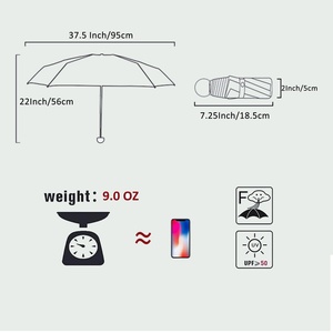 Mini Compact Modern Manual 5-Fold UV Protection <b>Umbrella</b> with Custom Logo and EVA Case - Product Image 3