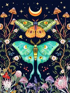 SONGWOO Kits de Arte de Diamantes Personalizados: Mariposas Celestiales Místicas con Flores Silvestres y Hongos, <span class=keywords><strong>Pintura</strong></span> de Diamantes de Taladro Completo - Product Image 2