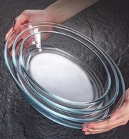 Nouveau Plat à Four en Verre Borosilicate de Haute Qualité, Forme Ovale, Résistant au Four, 0.8L/1.6L/2.4L, pour la Vente en Gros