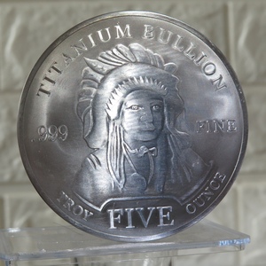 Lingots de titane à vendre <span class=keywords><strong>5</strong></span> oz .999 Titane fin Buffalo, pièce ronde à tête d'Indien A179 - Product Image 2