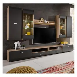 Prima High quality and cheap price modern wood floating console living room led tv cabinet stand