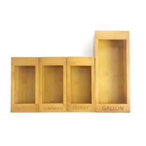 Natural Bambu Conjunto de 4 Ziplock Bag Organizador para Cozinha Gaveta Bamboo <span class=keywords><strong>Plastic</strong></span> Bag Organizador De Armazenamento 4 Peças - Product Image 2