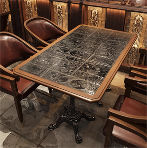 Set di Tavoli e Sedie in Legno Massello Stile Vintage Americano per Ristoranti, Hotel, Sale da Pranzo, Lounge e Caffè - Product Image 5