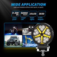 Luz de Trabajo LED Redonda para Automóvil Black Warrior de 4 Pulgadas, Foco DRL, Lámpara Auxiliar Todoterreno, 18W, 3600 Lúmenes