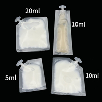 Petit sachet en plastique pour liquides, pochette d'emballage pour échantillons de cosmétiques, désinfectant pour les mains, savon, pochette avec bec verseur et bouchon à vis