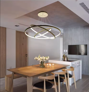 Nuevo DISEÑO DE Zeal Lighting, lámpara colgante redonda de 6 anillos, candelabros y luces colgantes con acabado de vidrio de metal negro y gris - Product Image 4