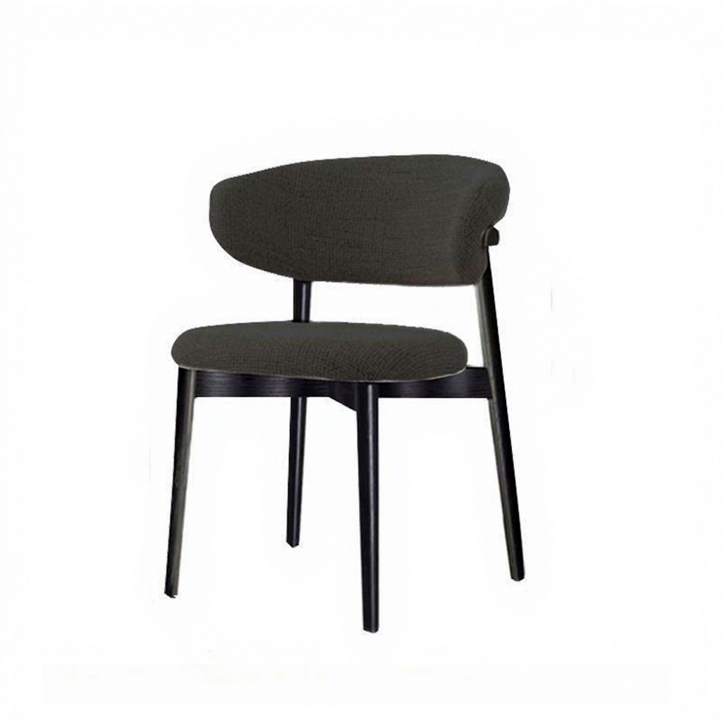 Chaise de salle à manger en tissu gris foncé avec cadre noir