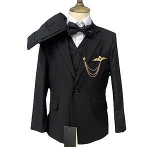 C0015 <span class=keywords><strong>Costume</strong></span> 3 pièces formel pour bébés garçons à un bouton Blazer pour enfants Ensemble de vestes Gilet solide Colar Pant Coat Design for Bay Wedding Gift - Product Image 1