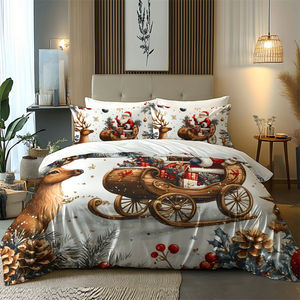 ปลอกผ้านวมซานตาคลอส3ชิ้นชุดเครื่องนอนปลอกผ้าห่มพร้อมปลอกหมอนสำหรับห้องนอนโรงแรมบ้าน - Product Image 4