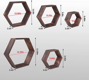 Lot de 5 étagères flottantes hexagonales, étagères murales en nid d'abeille, étagères de stockage en <span class=keywords><strong>bois</strong></span> pour la décoration <span class=keywords><strong>murale</strong></span>, la chambre à coucher - Product Image 5