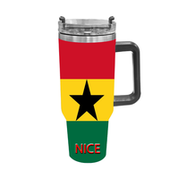 Gobelet isotherme portable en acier inoxydable de 40 oz avec poignée, motif drapeau personnalisé de Trinité-et-Tobago, idéal pour la conduite sur autoroute et les pique-niques