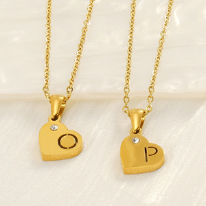 Zogxin Heart Shape Pendant Necklace 18K Gold Plated Stainless Steel English Letter A B C D Chain For Women Gift Jewelry - Product Image 4