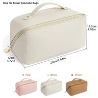 Sac de toilette de voyage en cuir PU imperméable avec logo personnalisé, organiseur de cosmétiques portable pour femmes, pour le rangement de produits de beauté, cadeaux promotionnels