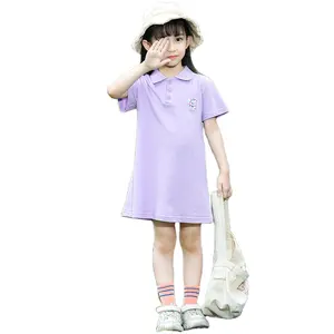 Tùy Chỉnh Thêu Logo Sọc Jersey Trẻ Em Quần Vợt Ăn Mặc Trẻ Em Cô Gái Polo Dress