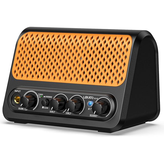 LEKATO 10W Mini Electric Guitar Amplifier Portable Clean Overdrive Reverb for Bluetooth Small Guitar Musical Instrument