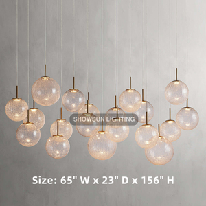 Lampadario Moderno da 55 Pollici con Sfere di Vetro Trasparente, Illuminazione per Villa, Decorazione Casa, Lampadario LED Rotondo per Sala da Pranzo - Product Image 3