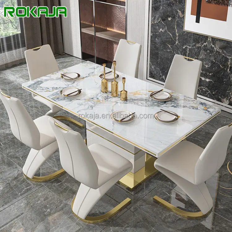 Dining Table Set Factory Price Modern Mermaid Dining Table 6 8 Chairs Persons Dining Room Set Luxury Marble Slate