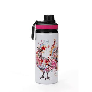 Nouveau produit en gros : Bouteille d'eau en aluminium de 600 ml vierge pour sublimation, idéale pour le sport et l'impression par transfert thermique, avec capuchon coloré - Product Image 3