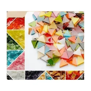 1 kg Triangular Mica Mosaic Handmade DIY Stained Glass Church Tiffany Candlestick Glass Mosaic Mixed Color For Decoration