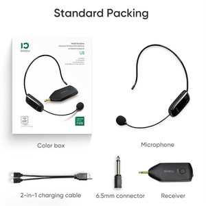 Bộ Thu Và Phát Không Dây UHF Shidu, Tai Nghe Hệ Thống Micro 2 Trong 1, Micrô Ghi Âm Podcast Không Dây Cho Bộ Khuếch Đại Loa PA - Product Image 6
