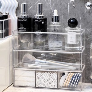 Boîte à cotons-tiges en acrylique pour bureau, avec couvercle, pour tampons de maquillage et outils de beauté, organisateur de cosmétiques, conteneur de rangement - Product Image 4