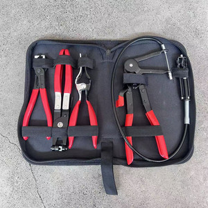 Straight Tube Clamping <b>Pliers</b> 1 In Jaw Width High Carbon Steel Auto Repair Industrial Grade Zipper Case <b>Set</b> - Product Image 1