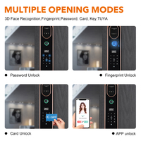 Cerradura de Puerta Digital con 11 Configuraciones de Idioma, Cerradura Inteligente Tuya con Huella Dactilar Eléctrica, Reconocimiento Facial 3D y Cámara