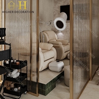 Idées de décoration modernes pour salon de beauté, mobilier de salon de coiffure de luxe sur mesure, table de manucure en bois pour salon de beauté