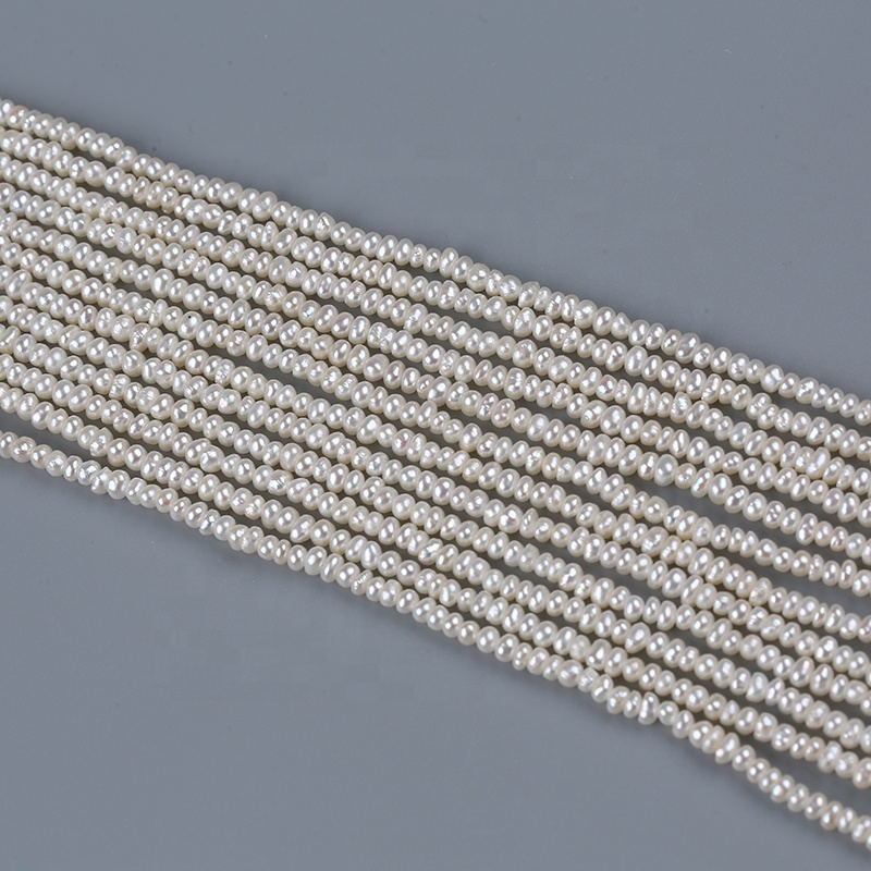 Wholesale 2.5-3mm White Black Freshwater Loose Flat Button Pearls Beads String Strand for Jewelry Making