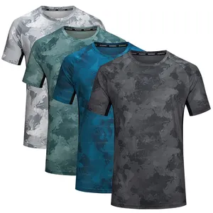 Camiseta deportiva de secado rápido para hombre, ropa deportiva elástica con cuello redondo para correr, gimnasio, novedad