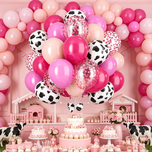 Décoration <span class=keywords><strong>de</strong></span> fête d'<span class=keywords><strong>anniversaire</strong></span> ou <span class=keywords><strong>de</strong></span> baby shower sur le thème <span class=keywords><strong>de</strong></span> la cowgirl et du rodéo, 35 pièces, ballons en latex rose à imprimé vache <span class=keywords><strong>de</strong></span> 12 pouces, ballons confettis roses pour <span class=keywords><strong>anniversaire</strong></span> - Product Image 2