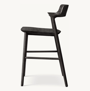 Sassanid เก้าอี้บาร์ไม้โอ๊คแท้สำหรับร้านอาหารโรงแรมดีไซน์แบบเดนมาร์กและเคาน์เตอร์ - Product Image 3