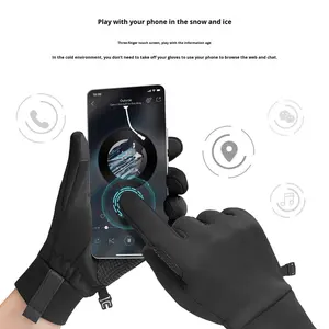 Guanti Invernali Caldi per Ciclismo all'Aperto, Touchscreen, Antiscivolo, Antivento, Impermeabili, in Poliestere Foderato in Pile con Coulisse - Product Image 3