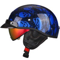 Casque de moto demi-coque ouvert 1/2, style rétro vintage allemand, pour Chopper, Biker, Pilote