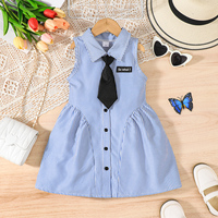 Nouvelle Collection Été – Robe Gilet Décontractée pour Fille, Col Polo Sans Manches, Robe Chemise Plissée Bleue Coupe Trapèze