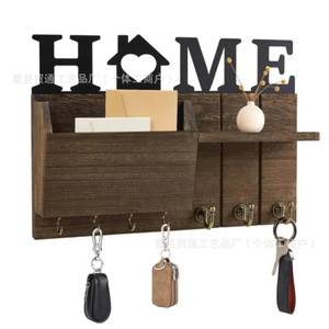 Wooden <b>Wall</b> Mounted Storage Rack Solid Wood <b>Key</b> Organizer With <b>Hooks</b> For Entryway Home Decoration - Product Image 5