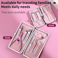 Kit de coupe-ongles en acier inoxydable avec étui holographique, ensemble de manucure et pédicure pour ongles épais, rose, cadeau pour hommes et femmes