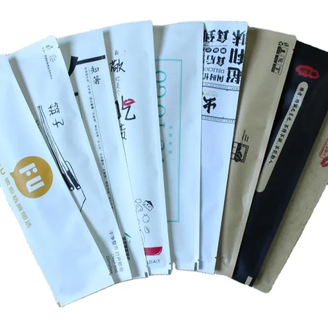Ücretsiz tasarım tek kullanımlık çatal bıçak takımı paketi geri dönüşüm çatal özel çatal bıçak kaşık seti kağıt torba
