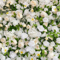 NINI Décoration Murale Haut de Gamme Faite à la Main en Tissu, Fleurs Artificielles d'Hortensia Blanc, Rose et Feuilles Vertes, pour Noël et Pâques