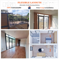 Maison conteneur de luxe avec chambres et salle de bain, villa préfabriquée pour complexes hôteliers en plein air, fabriquée en panneaux sandwich