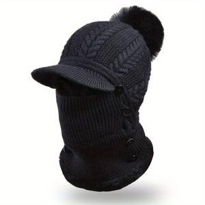 Ensemble bonnet, écharpe et masque pour <span class=keywords><strong>femme</strong></span> d'hiver, chaud et épais, bonnet de <span class=keywords><strong>ski</strong></span>, chaleur pour la tête et le cou, protège-oreilles et protège-visage - Product Image 5
