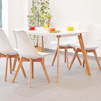 Chaise de salle à manger contemporaine en plastique PP avec pieds en bois de hêtre pour restaurant, café, maison, salle à manger, vente en gros, directement de l'usine, MOQ 5