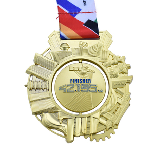 <span class=keywords><strong>El</strong></span> diseño de su propia suspensión ronda hilado deporte correr una maratón de acabado de Metal de aleación de Zinc medalla con cordón - Product Image 3