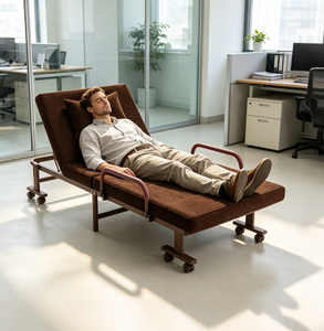 Lit pliant gain de place, pliable en deux pour le rangement, cadre en acier, sans vacillances, dossier réglable, accoudoir, lit <span class=keywords><strong>d</strong></span>'appoint VLranlife - Product Image 1