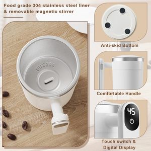 आधुनिक डिजाइन कॉफी मग रिसाव प्रमाण 304 स्टेनलेस स्टील मग स्वस्थ स्वचालित उत्तेजक मग बहु कार्यात्मक इलेक्ट्रिक दूध कप - Product Image 3