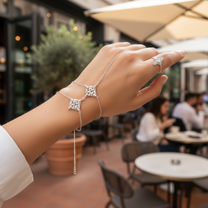 Pulsera de Triple triángulo para mujer, brazalete de Plata de Ley 925 con diseño de esclavo, hecho a mano - Product Image 3