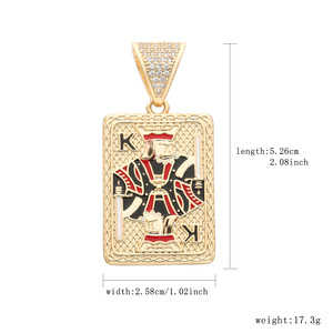 HP486 affascinante 14k oro re del Club ciondolo, semplice carta da gioco ciondolo, carta da gioco gioielli adatti per il regalo fidanzato - Product Image 2